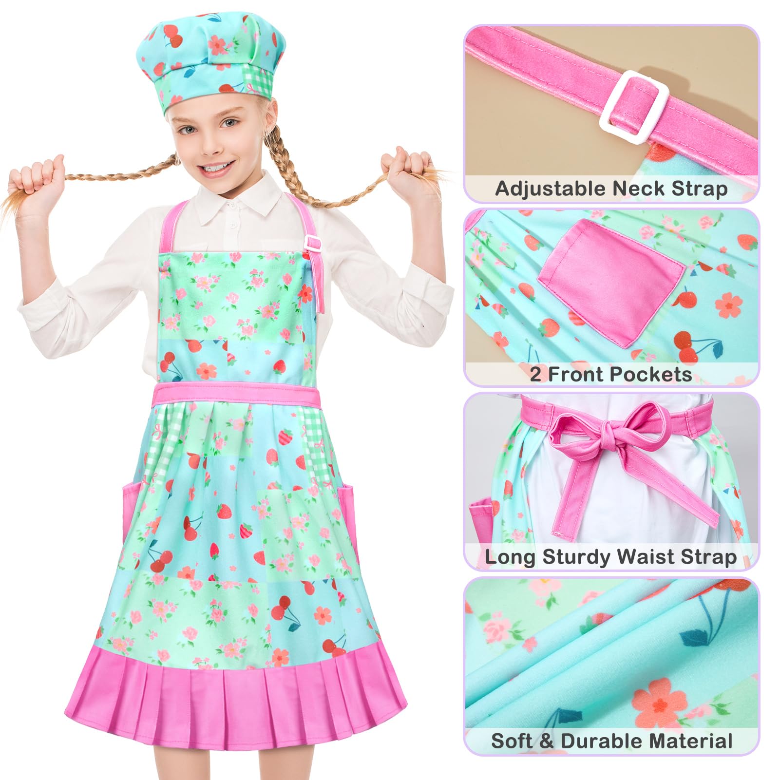 MHJY child chef hat matching set completes a cute kitchen look