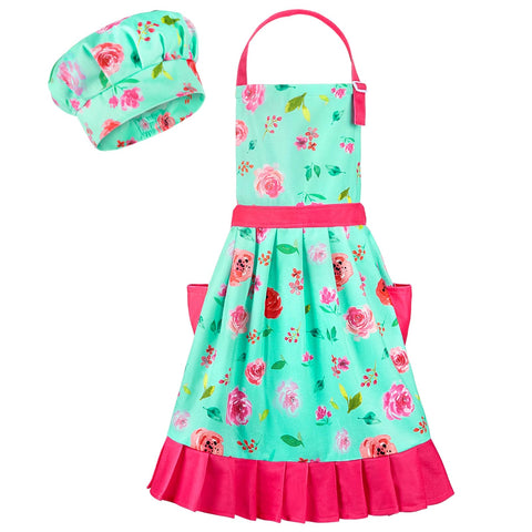 MHJY Kids Apron Hat Set with unicorn print for creative cooking