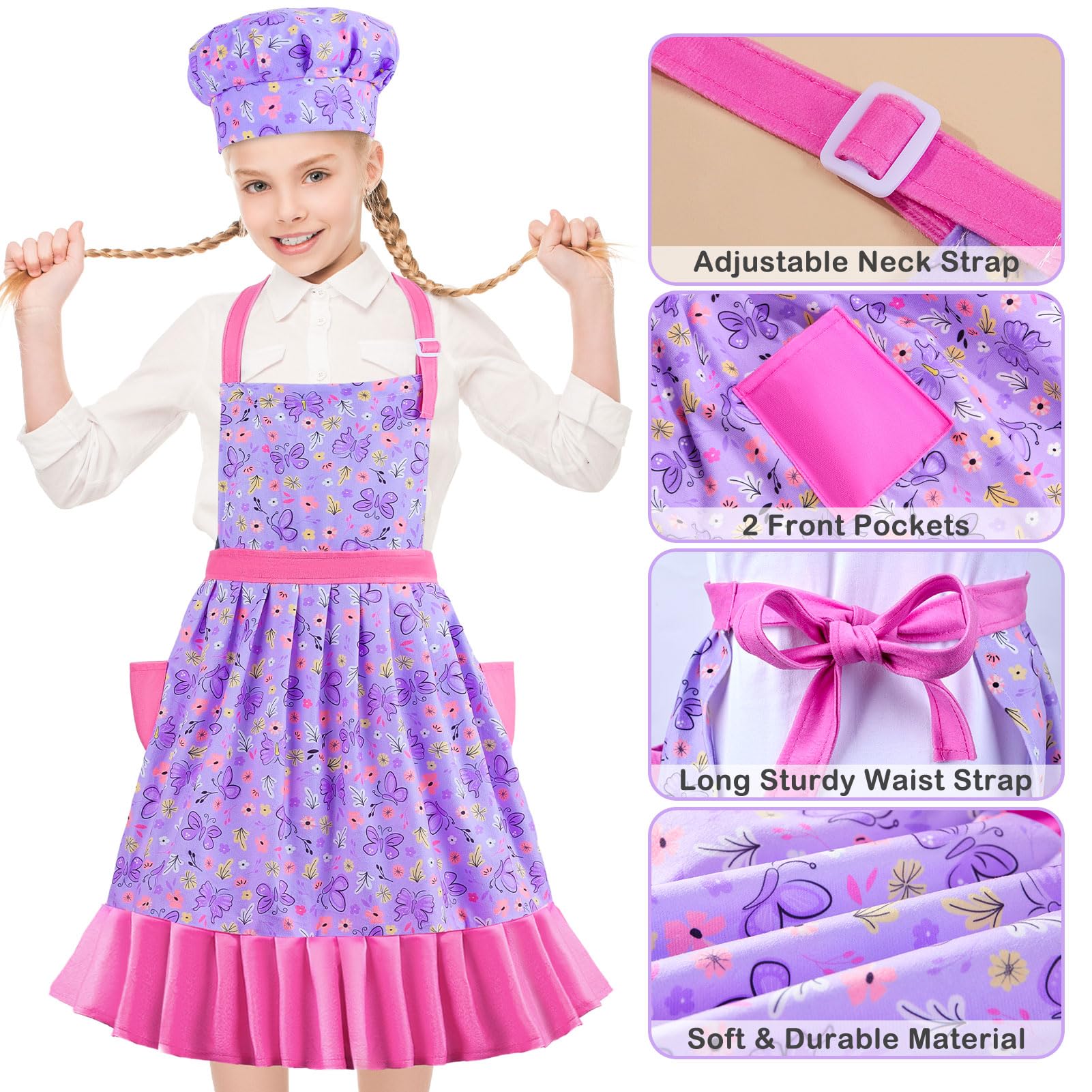 MHJY kid apron showing side pockets for utensils