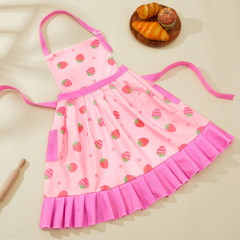 MHJY kids apron pockets hold utensils and crafts while cooking.