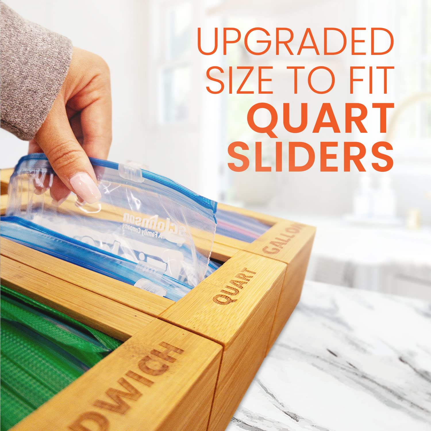 mHomeBilt fits ziplock bags for major brands like Ziploc and Glad.