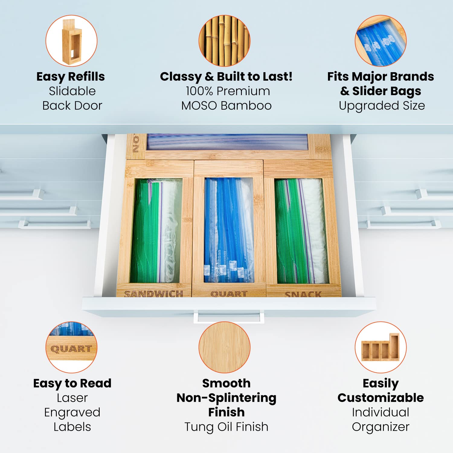 mHomeBilt non-slip dots keep the organizer stable during use.