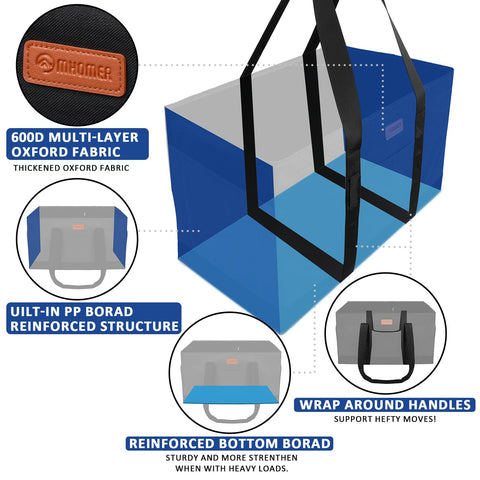 MHOMER foldable tote for compact storage in car or closet.