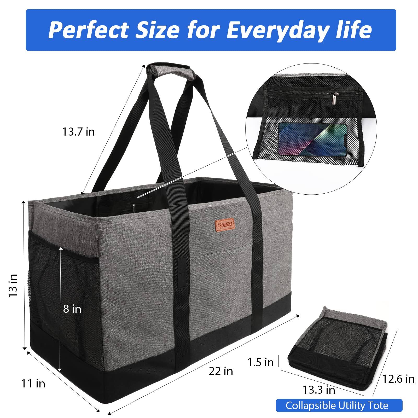 MHOMER interior and exterior pockets help organize essentials.