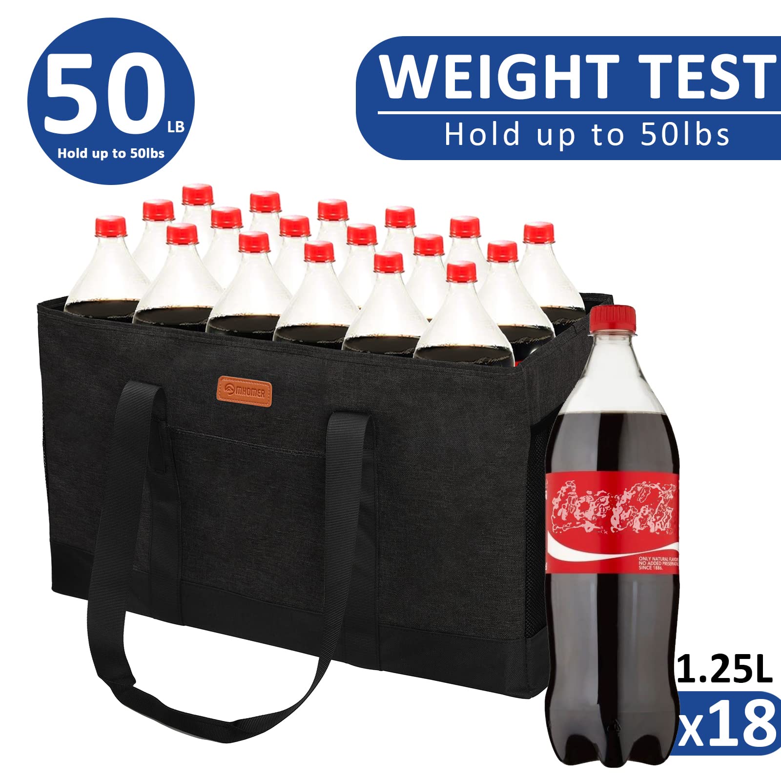 MHOMER large tote bag stands open, simplifying loading and organizing.