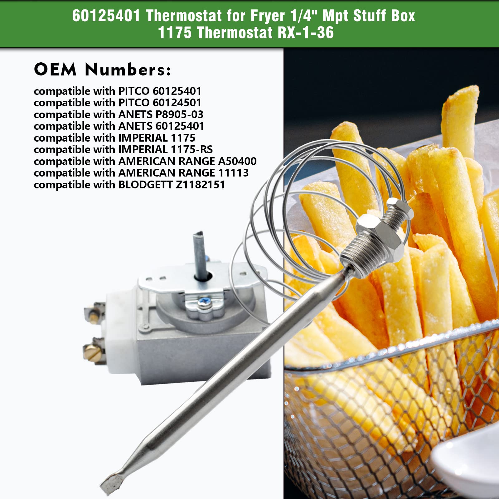 Mhrxusd 60125401 thermostat assembly for compatible fryers