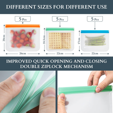 MHSEcoFriendly leakproof zipper close demonstrates secure seal for freezer storage
