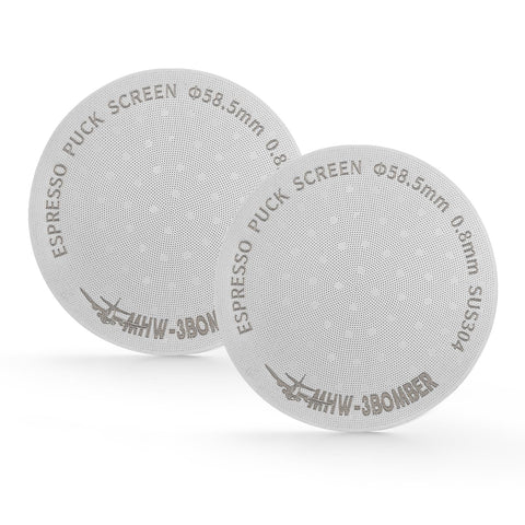 MHW-3BOMBER 58.5mm puck screen with double-layer filtration for even extraction.