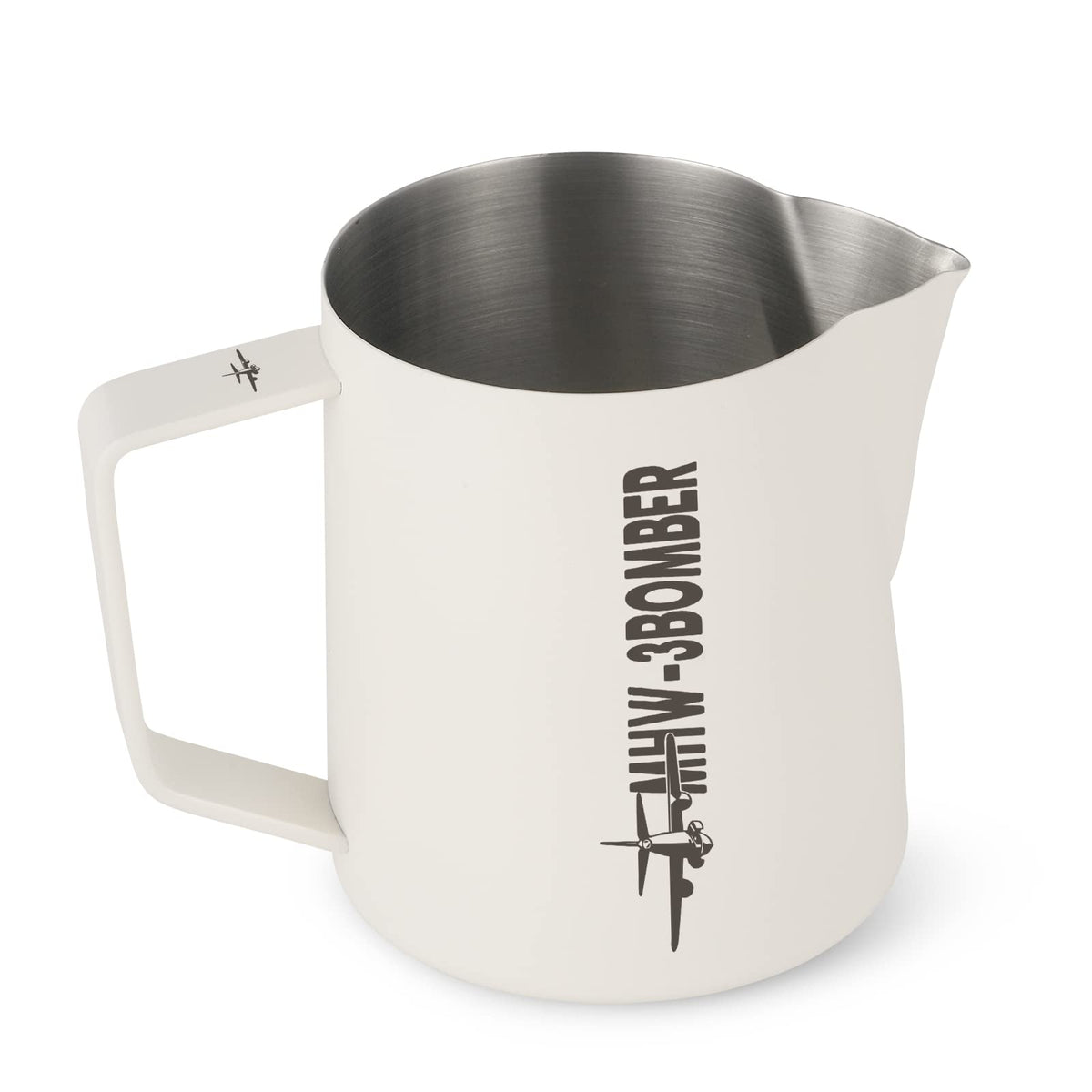 MHW-3BOMBER latte art pitcher with crocodile spout for precise pours.