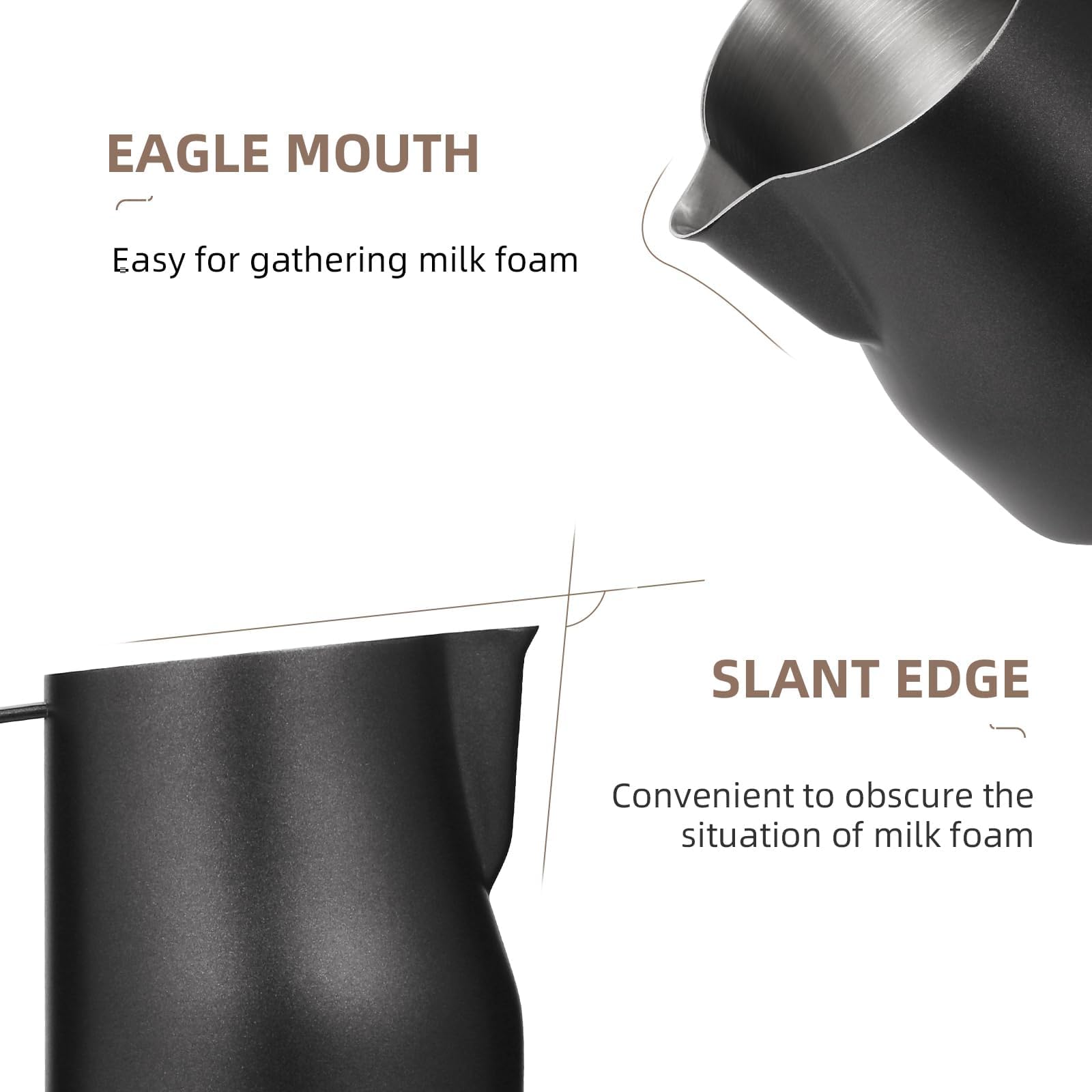 MHW-3BOMBER eagle mouth spout enables precise, controlled pouring for latte art.
