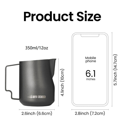 MHW-3BOMBER ergonomic handle provides comfortable grip during frothing.