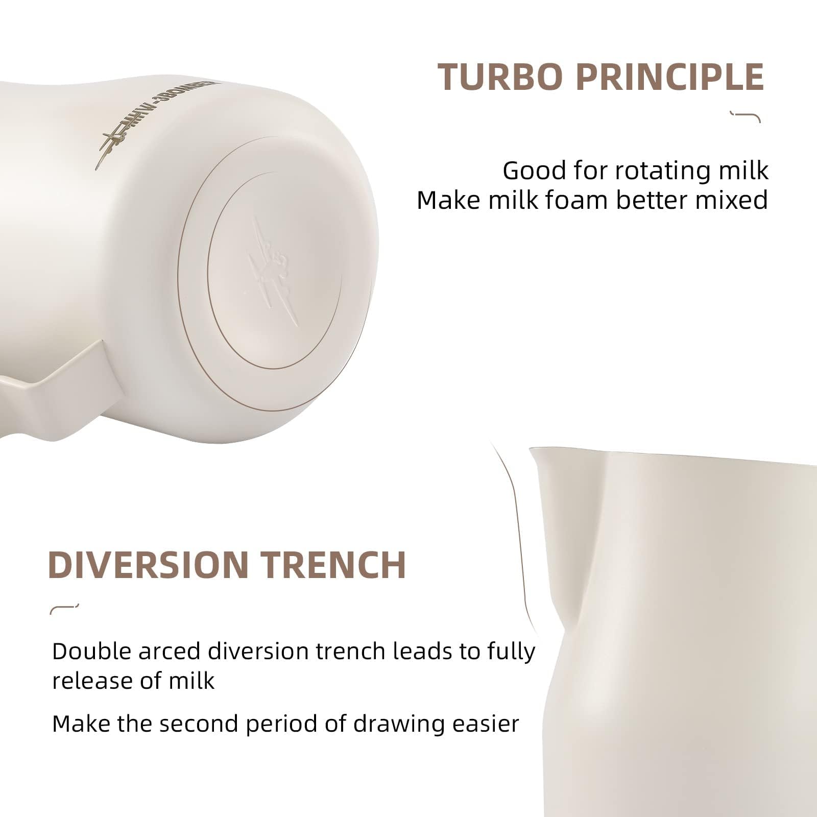 MHW-3BOMBER ergonomic handle offers comfortable grip during frothing