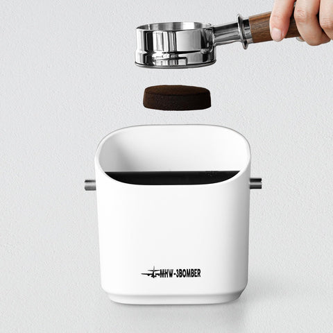 MHW-3BOMBER espresso knock box top view with square footprint