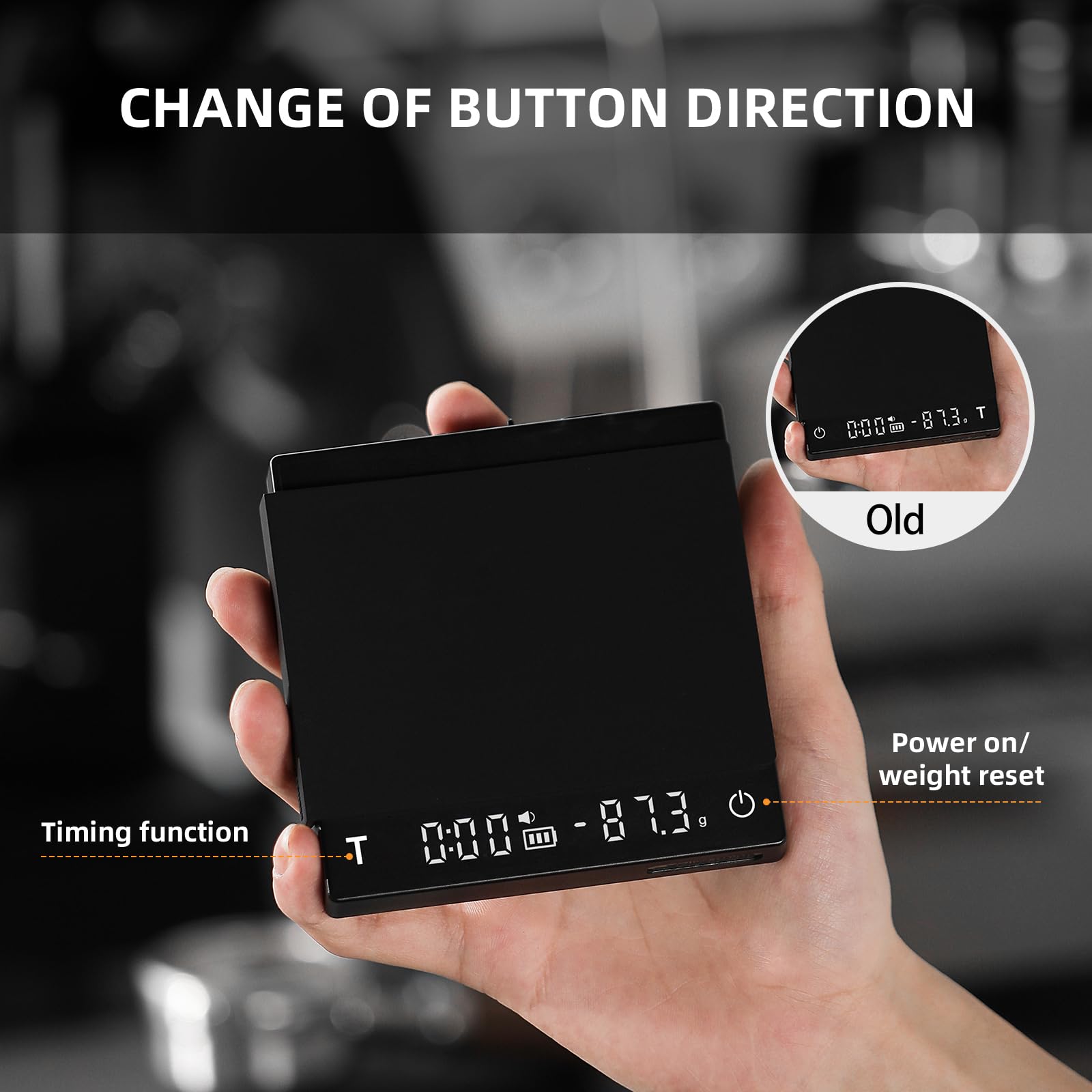 MHW-3BOMBER espresso scale top view shows compact footprint