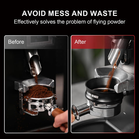 Flared upper opening reduces powder spills during dosing.