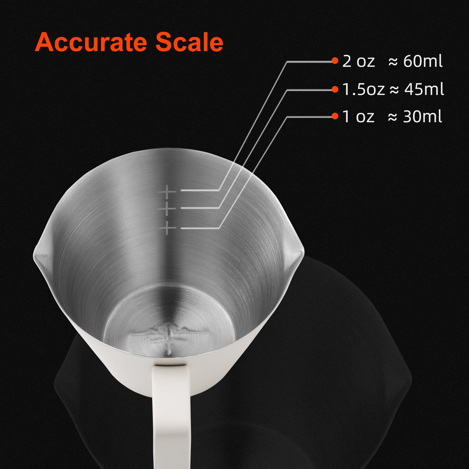 MHW-3BOMBER measurement markings, 1–2 oz, helping consistent shot sizes.