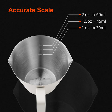 MHW-3BOMBER measurement markings, 1–2 oz, helping consistent shot sizes.
