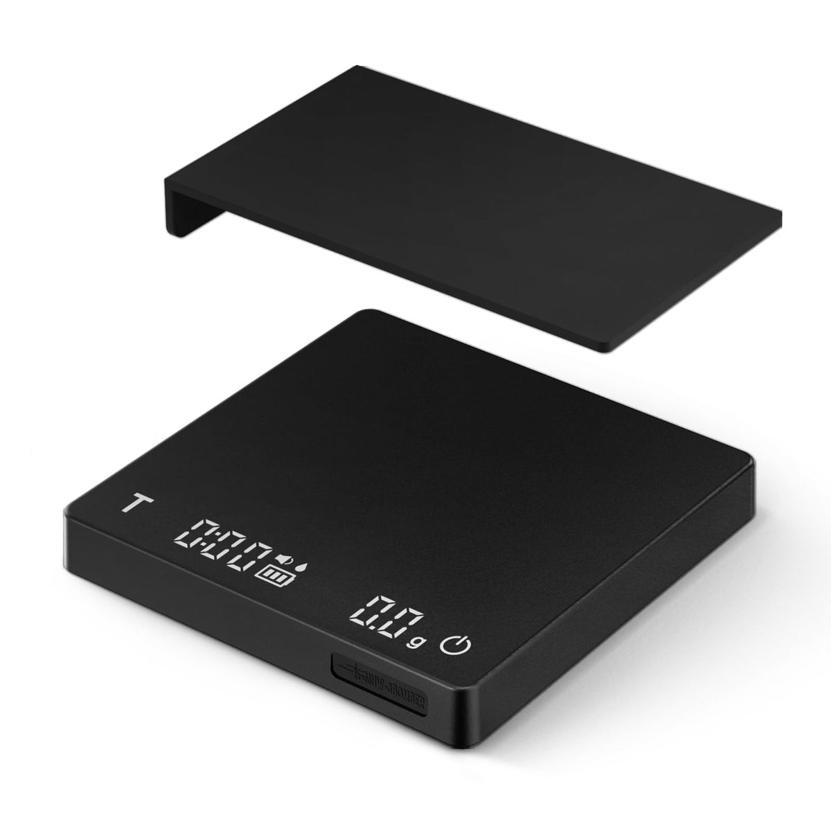 MHW-3BOMBER mini coffee scale front view shows 0.1 g precision for espresso.