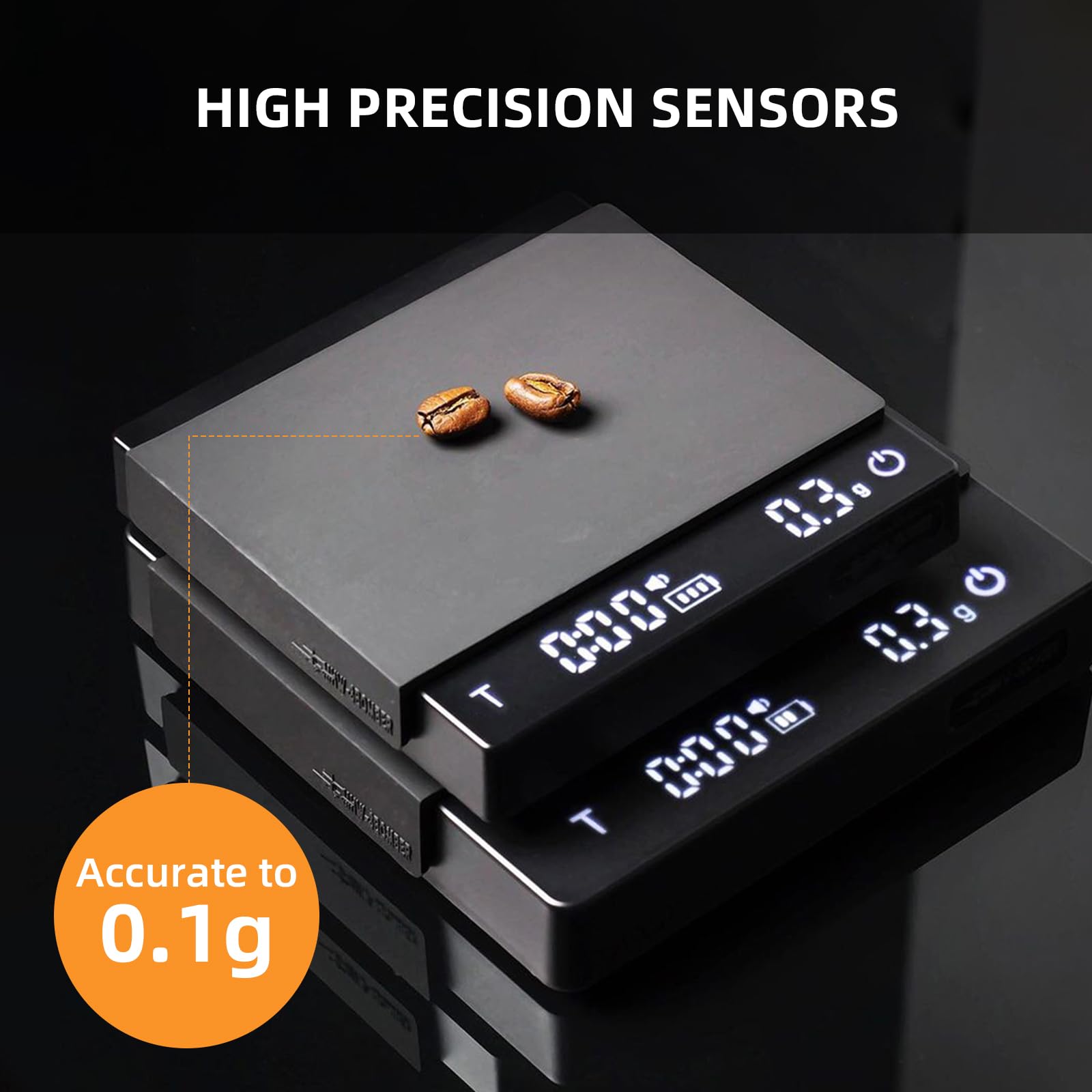 MHW-3BOMBER mini coffee scale top view highlights compact design for small kitchens.