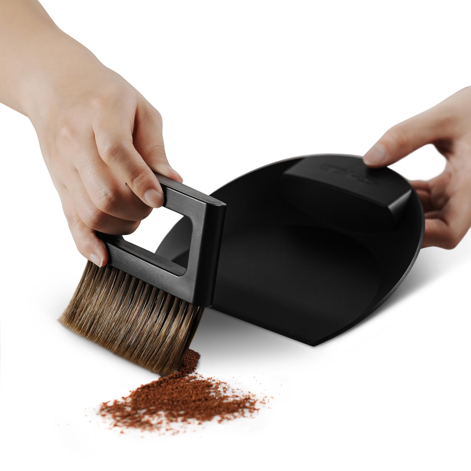 MHW-3BOMBER small coffee brush and dustpan ready for easy counter cleanup