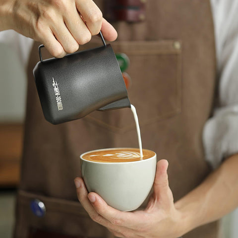 MHW-3BOMBER stainless steel milk pitcher highlighting thickened body and durability