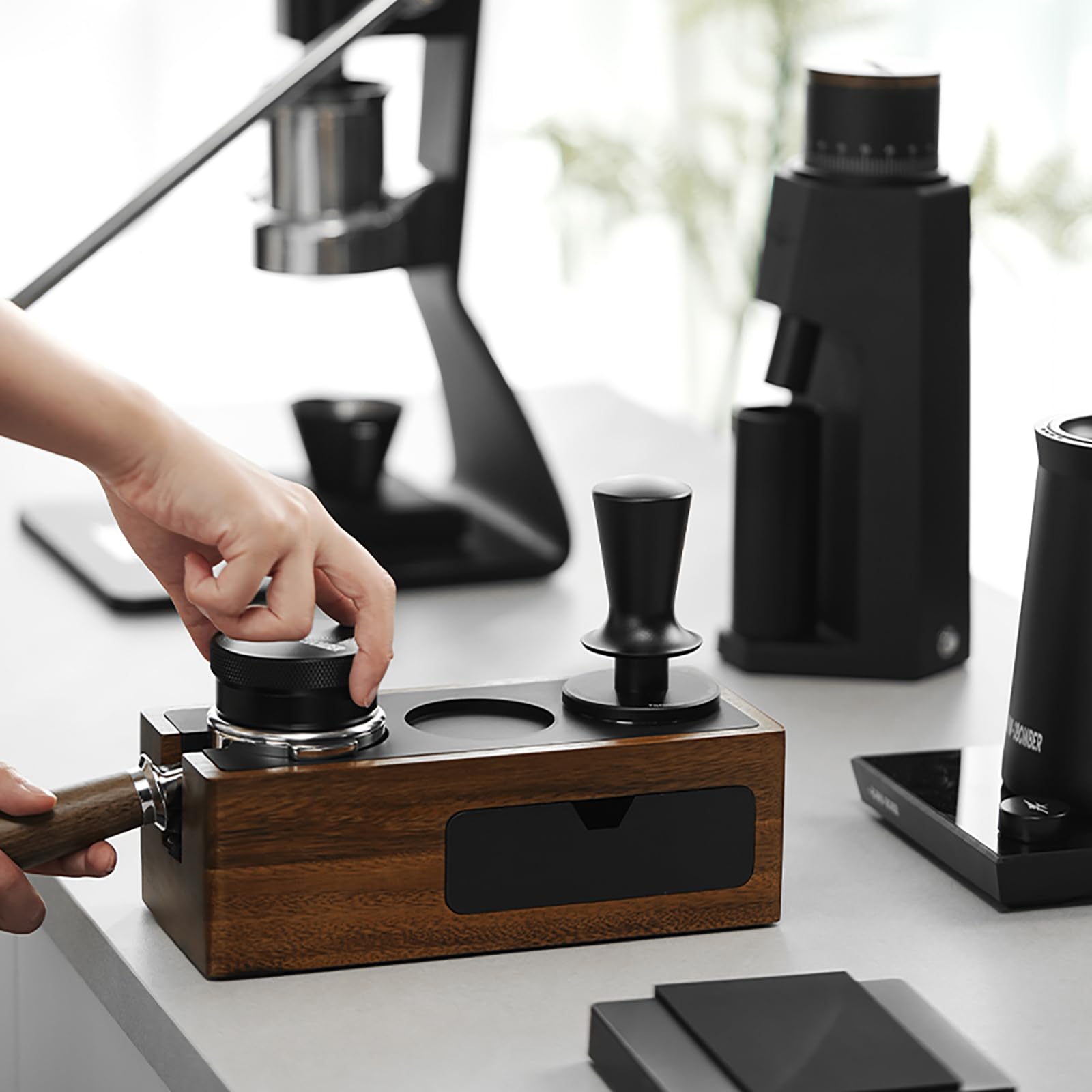 MHW-3BOMBER compact tool fits standard 58mm espresso machines