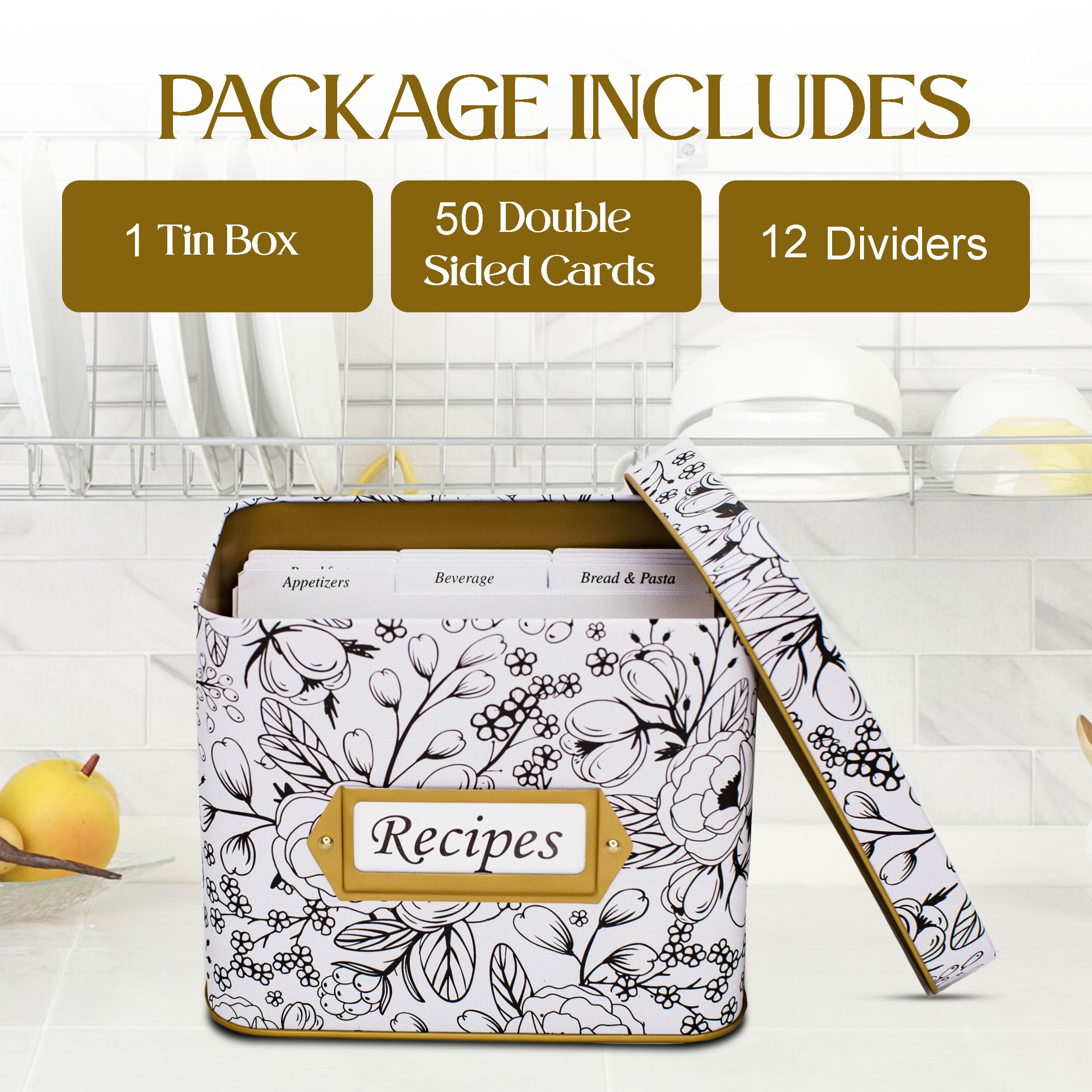 Mia + Esme decorative tin box delivers stylish recipe storage