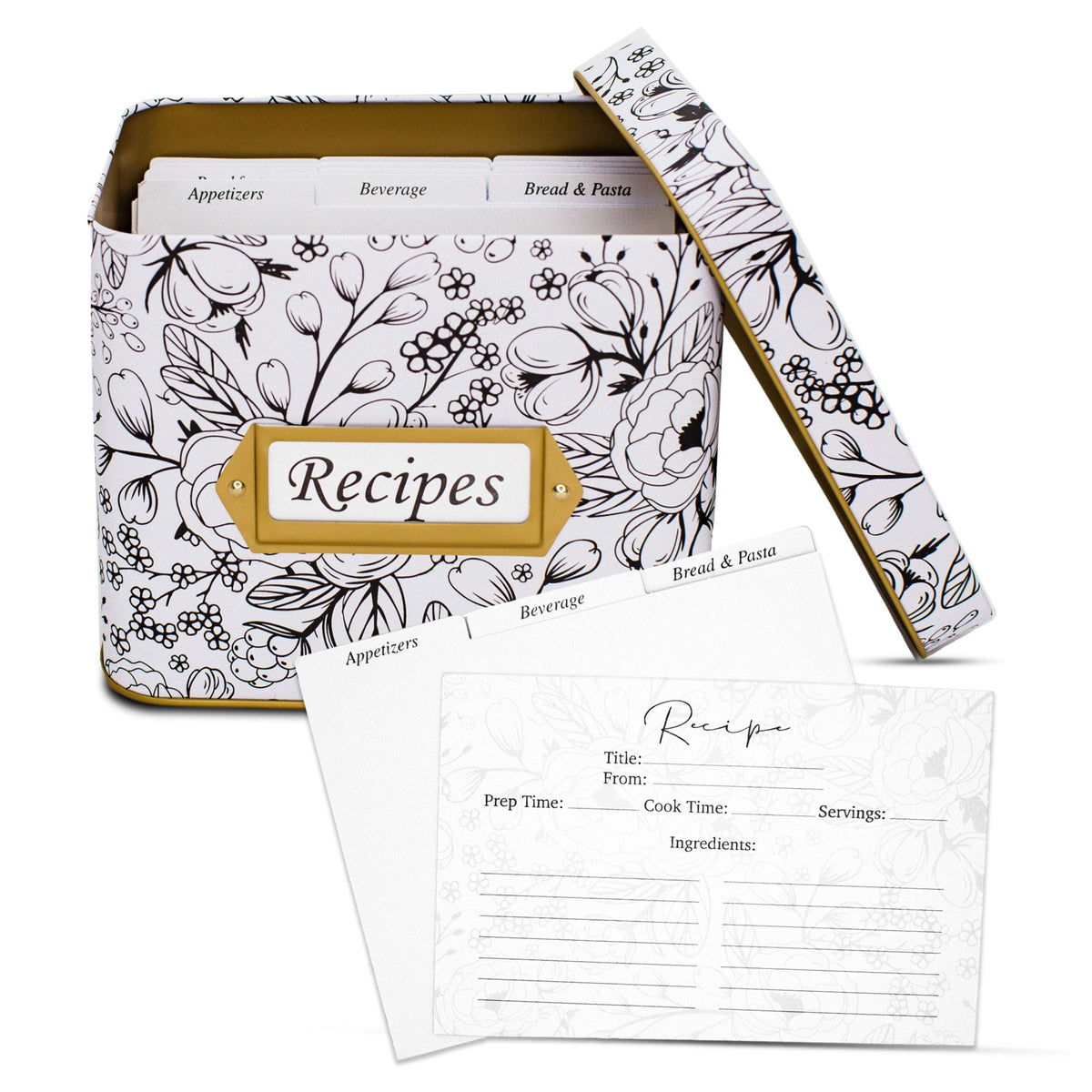 Mia + Esme recipe box with dividers keeps recipes organized and accessible