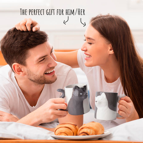 MIAMIO cat mug pair nesting design shows them fitting together