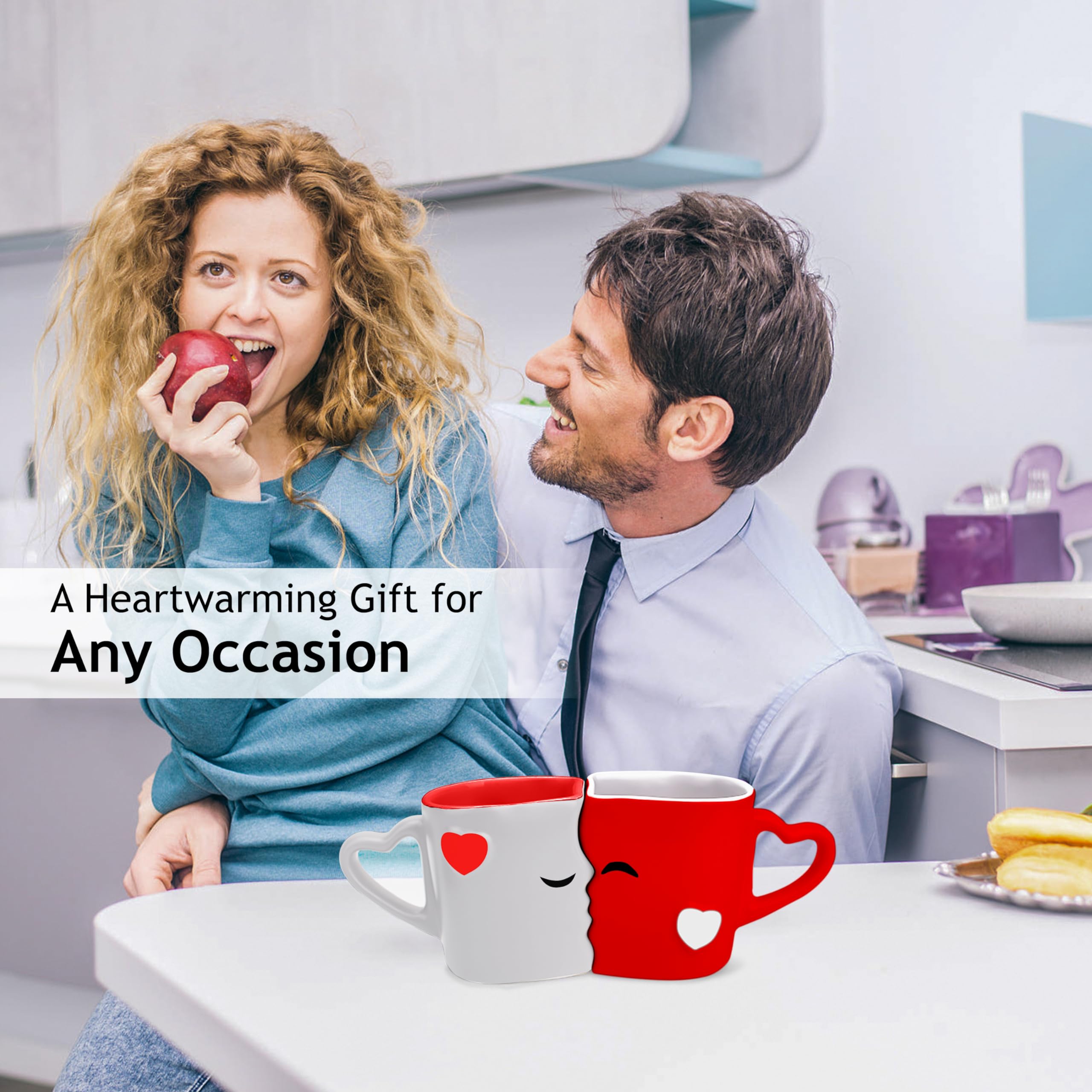 MIAMIO kissing mugs in red with heart window gift box for couples.