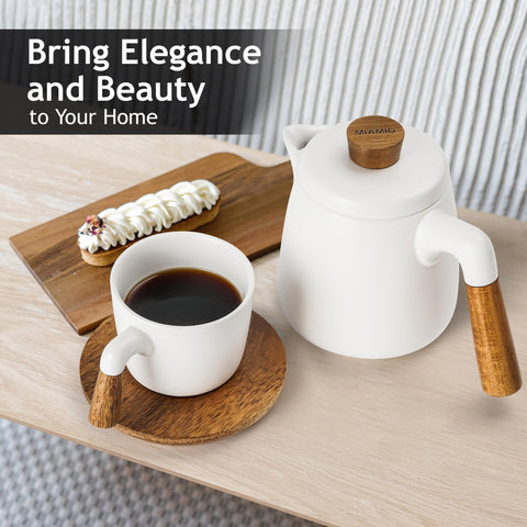 MIAMIO wooden saucers add natural warmth to the tea set