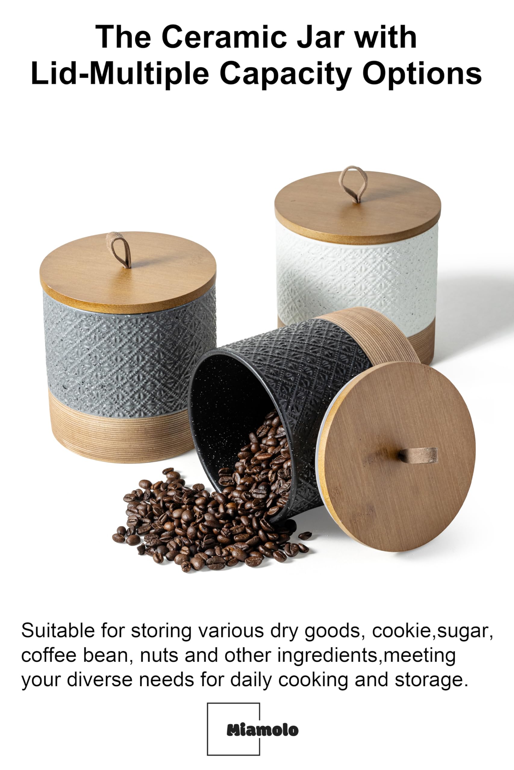 Miamolo bathroom storage jar fits cotton pads and small items.