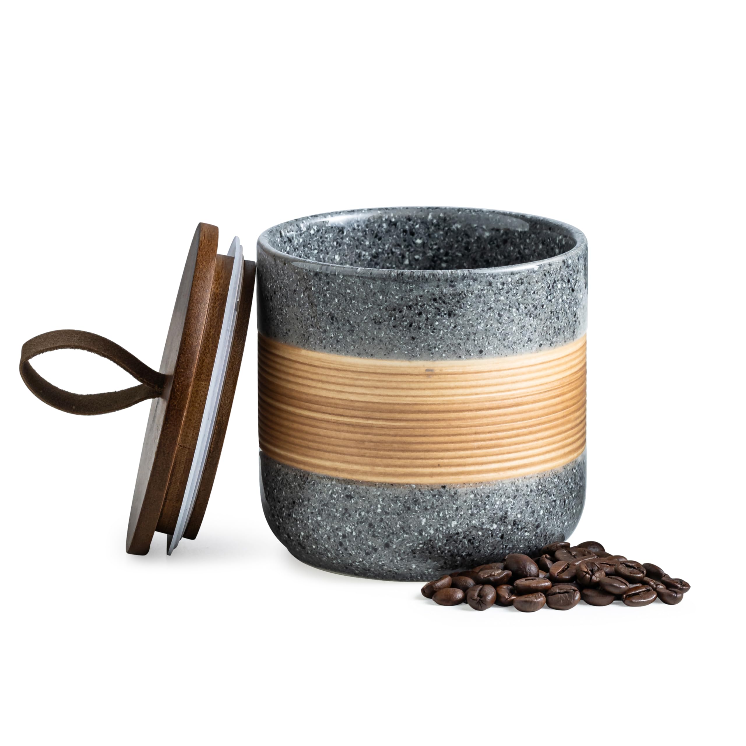 Miamolo ceramic jar with airtight grey lid keeps pantry staples fresh on the counter