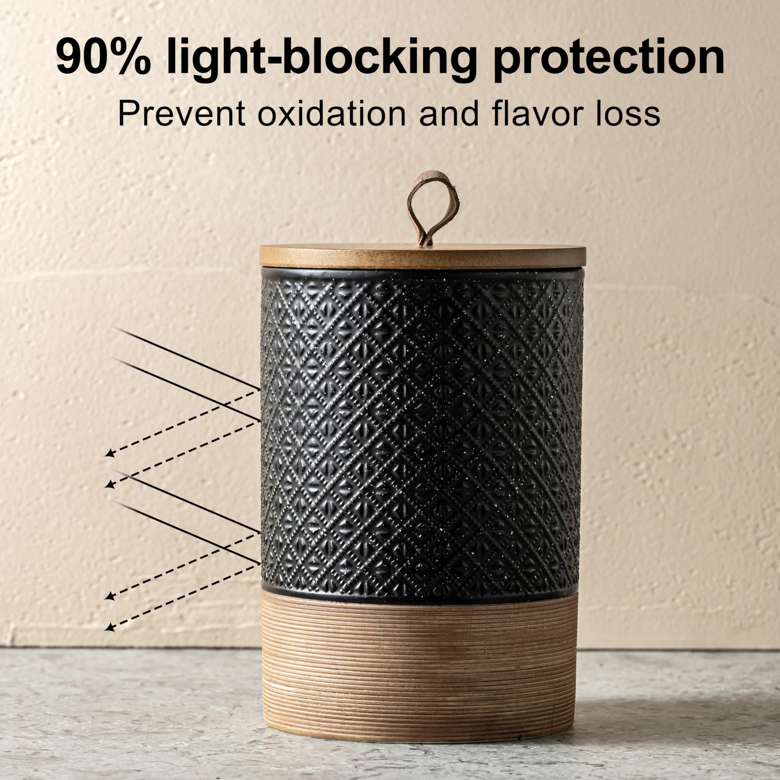 Miamolo ceramic jar protects coffee beans with 28oz capacity daily use
