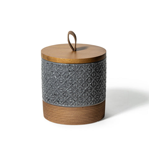 Miamolo ceramic spice jar with embossed pattern adds vintage charm on counters