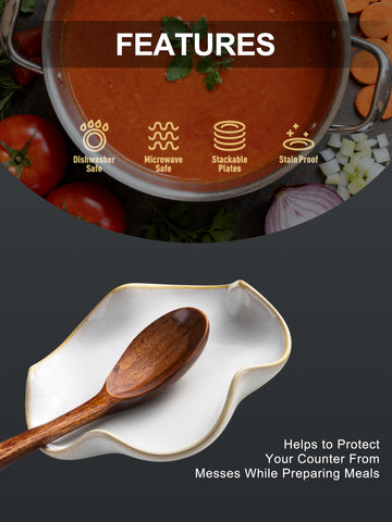 Miamolo ceramic spoon rest 5.3 inches diameter, protects counters and fits in cabinets