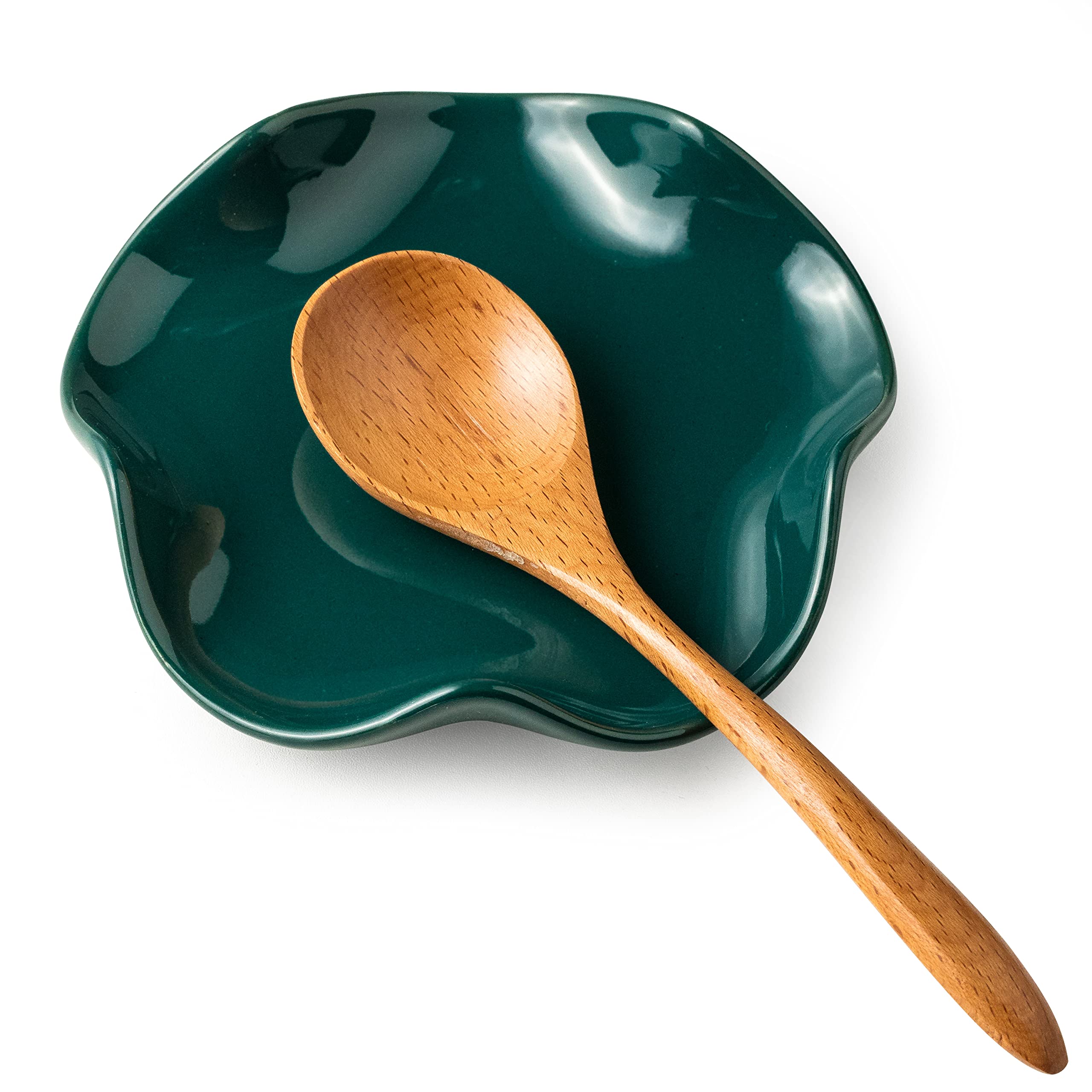 Miamolo ceramic spoon rest with flower-edge design for a tidy countertop.