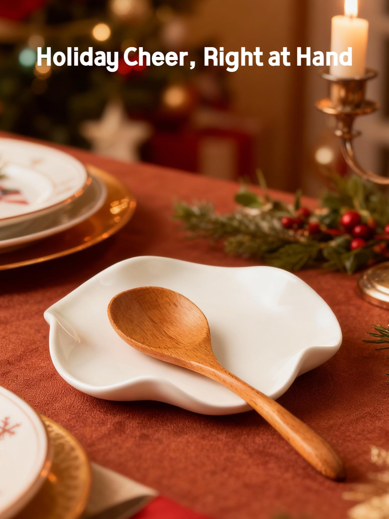 Miamolo ceramic spoon rest flower shape protects counter from spills