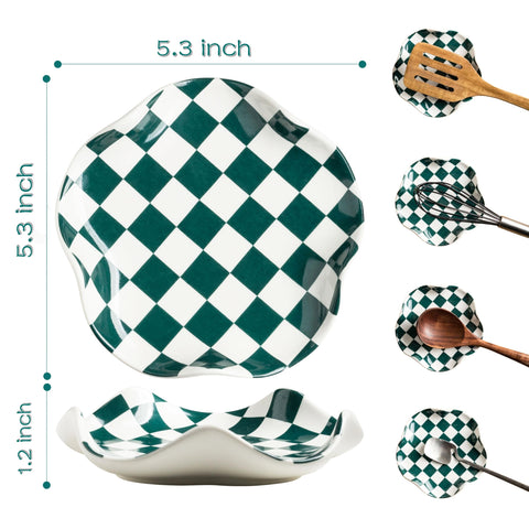 Miamolo ceramic spoon rest with heat-resistant surface protects stove and counters.