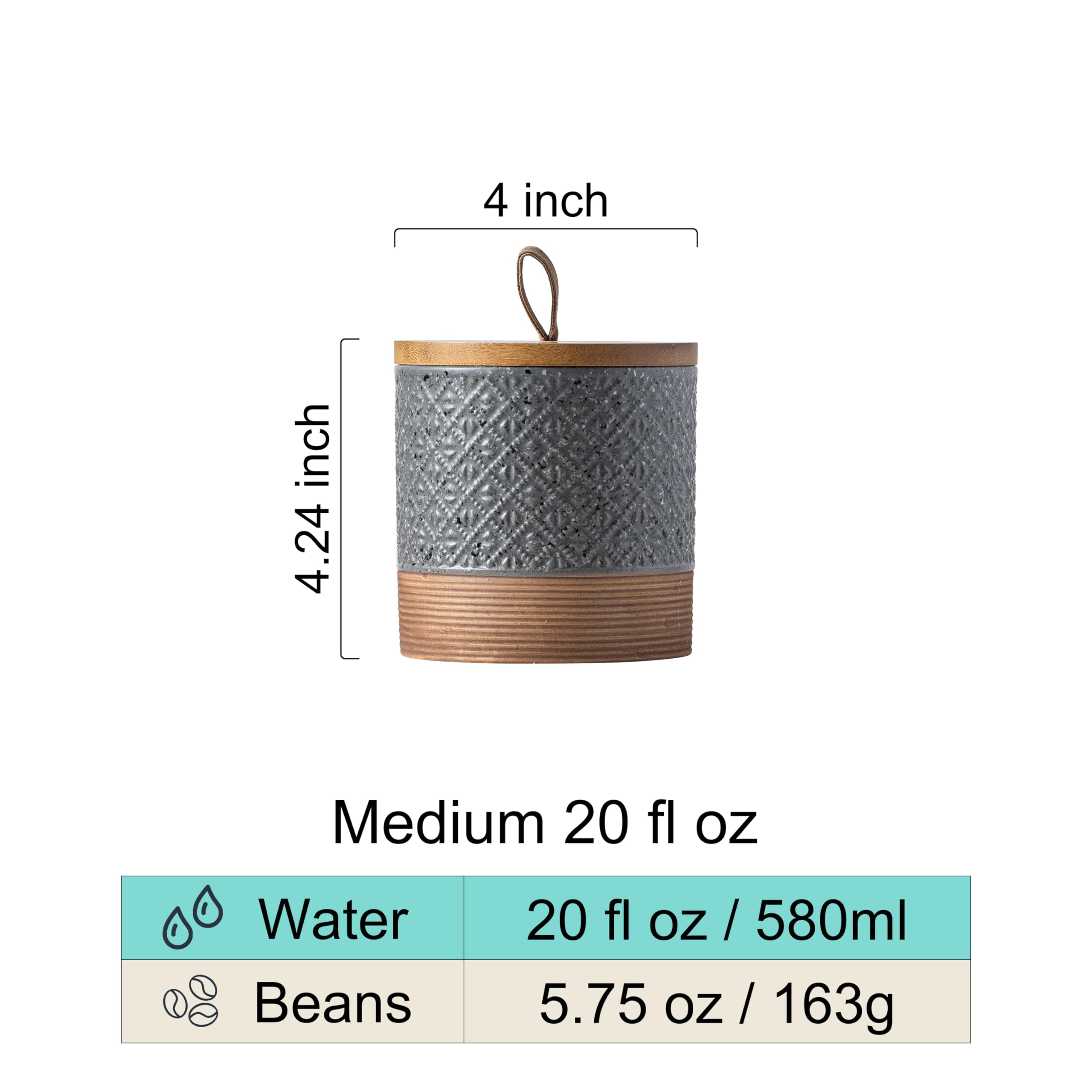 Miamolo coffee canister with airtight lid keeps beans fresh