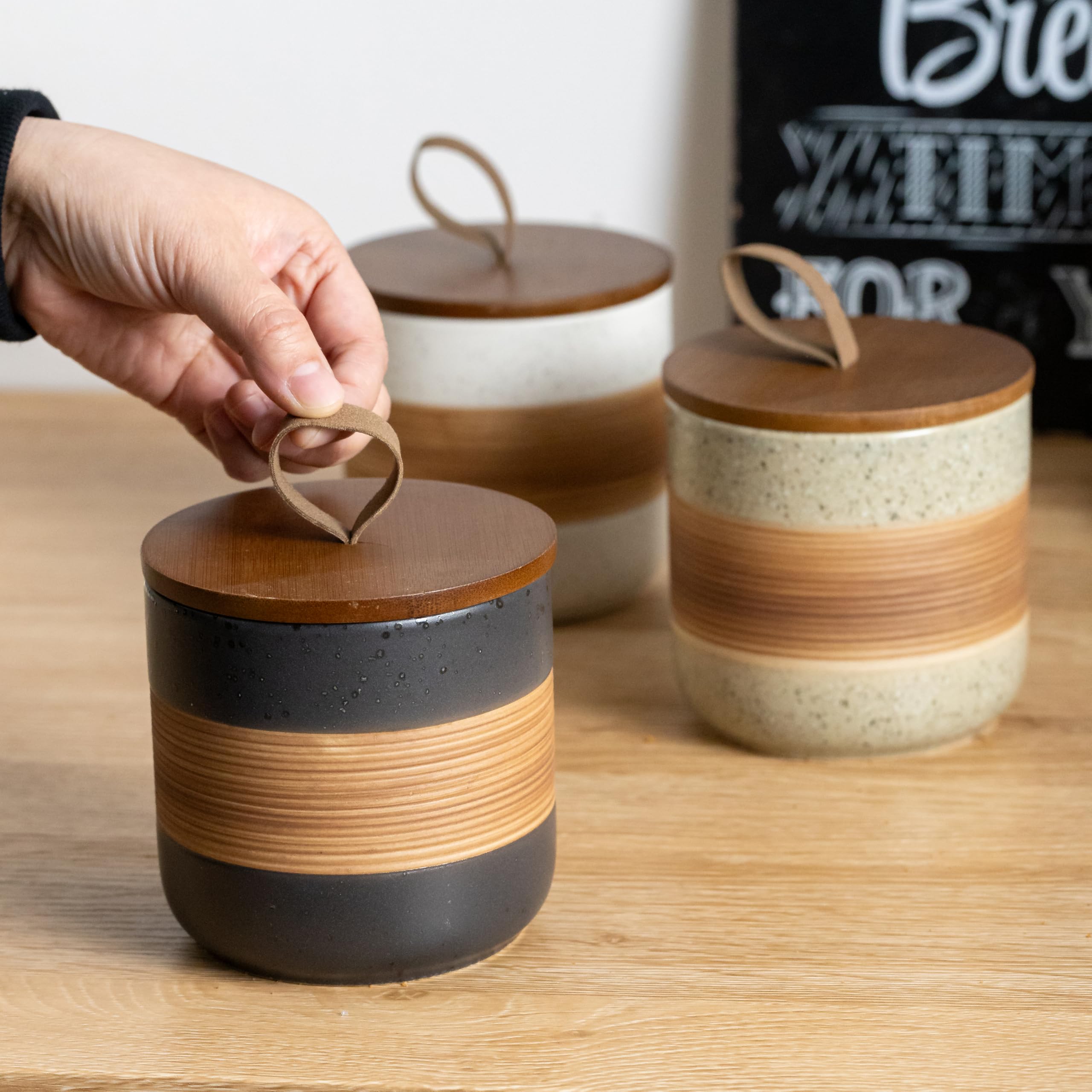 Miamolo decorative jars brighten the dining area with style.