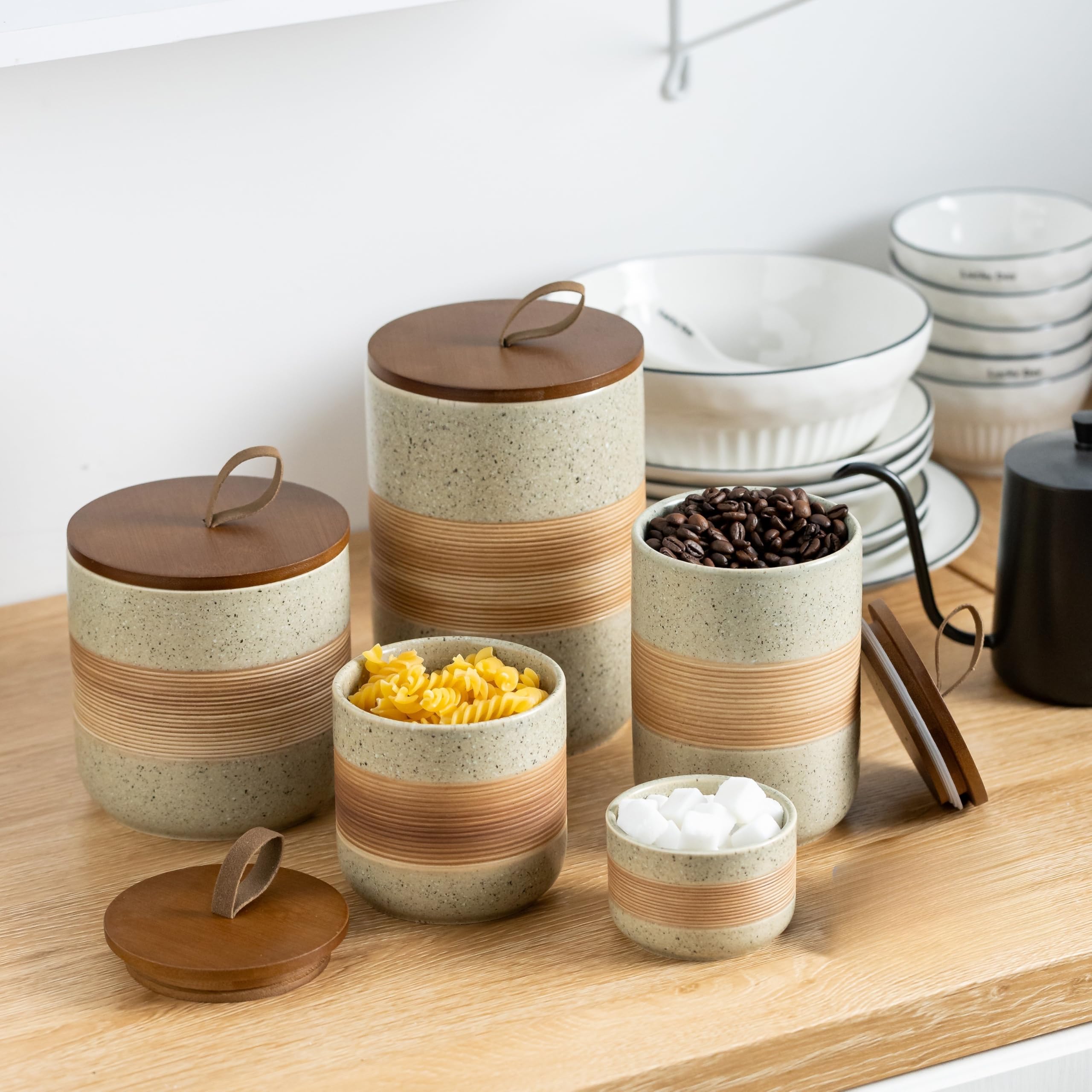 Decorative design complements counters, dining areas, and modern kitchens.