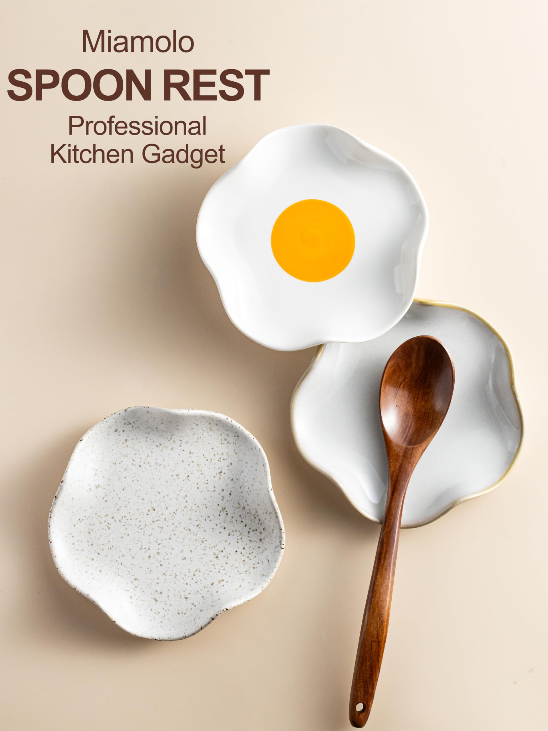 Miamolo heat-resistant ceramic spoon holder safe for microwave and oven use