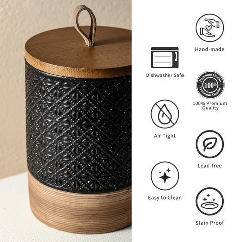 Miamolo tea bag jar stores loose tea or bags neatly with easy access.