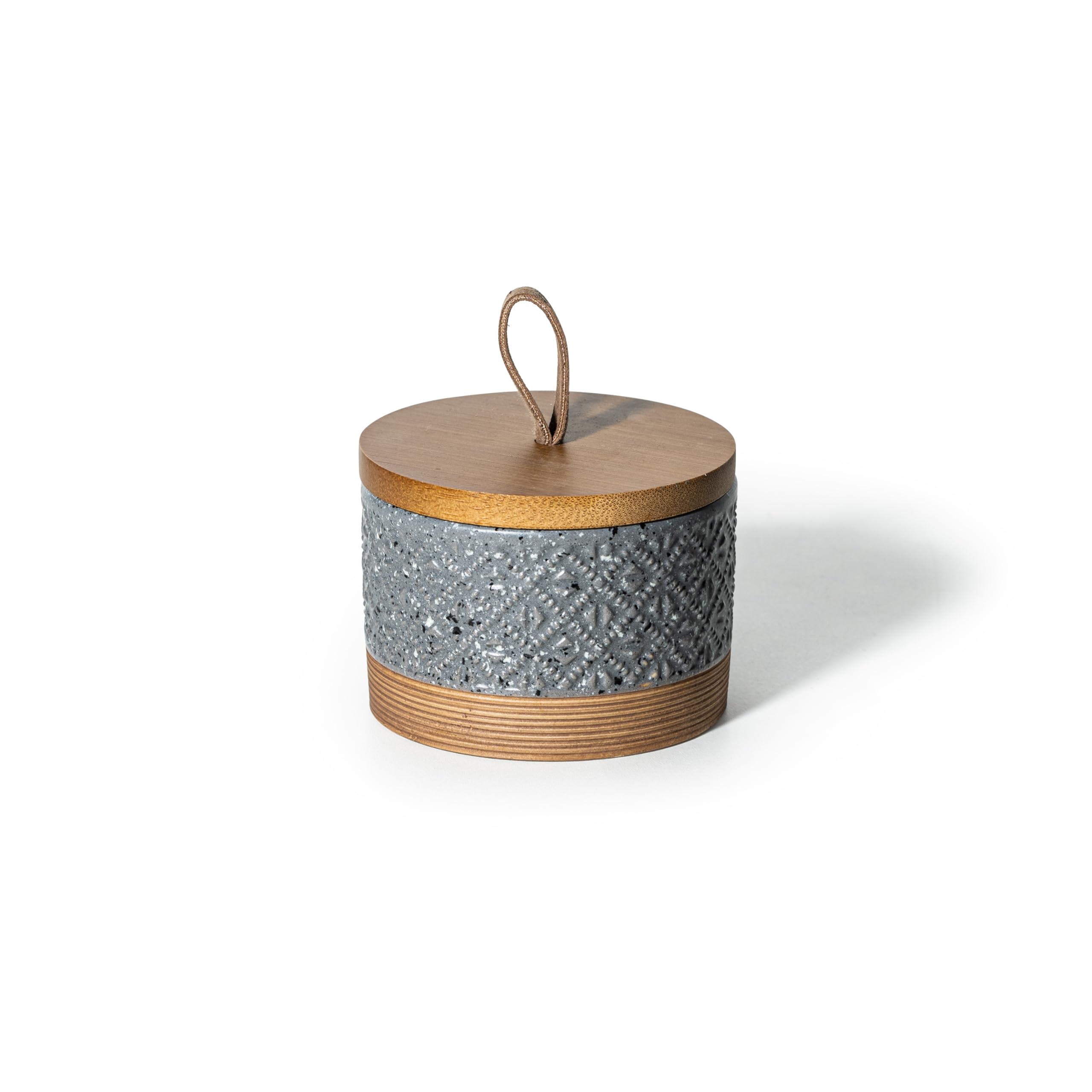 Miamolo jar with lid in gray on countertop for pantry storage