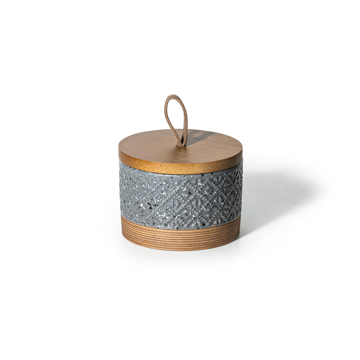 Miamolo jar with lid in gray on countertop for pantry storage