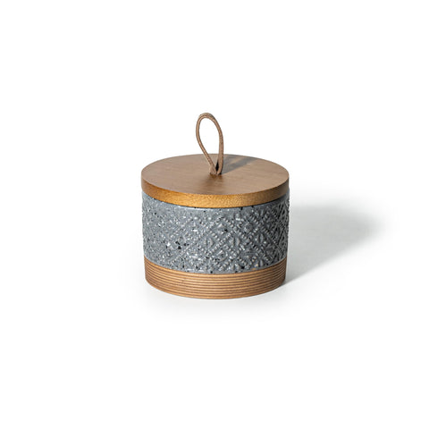 Miamolo jar with lid in gray on countertop for pantry storage