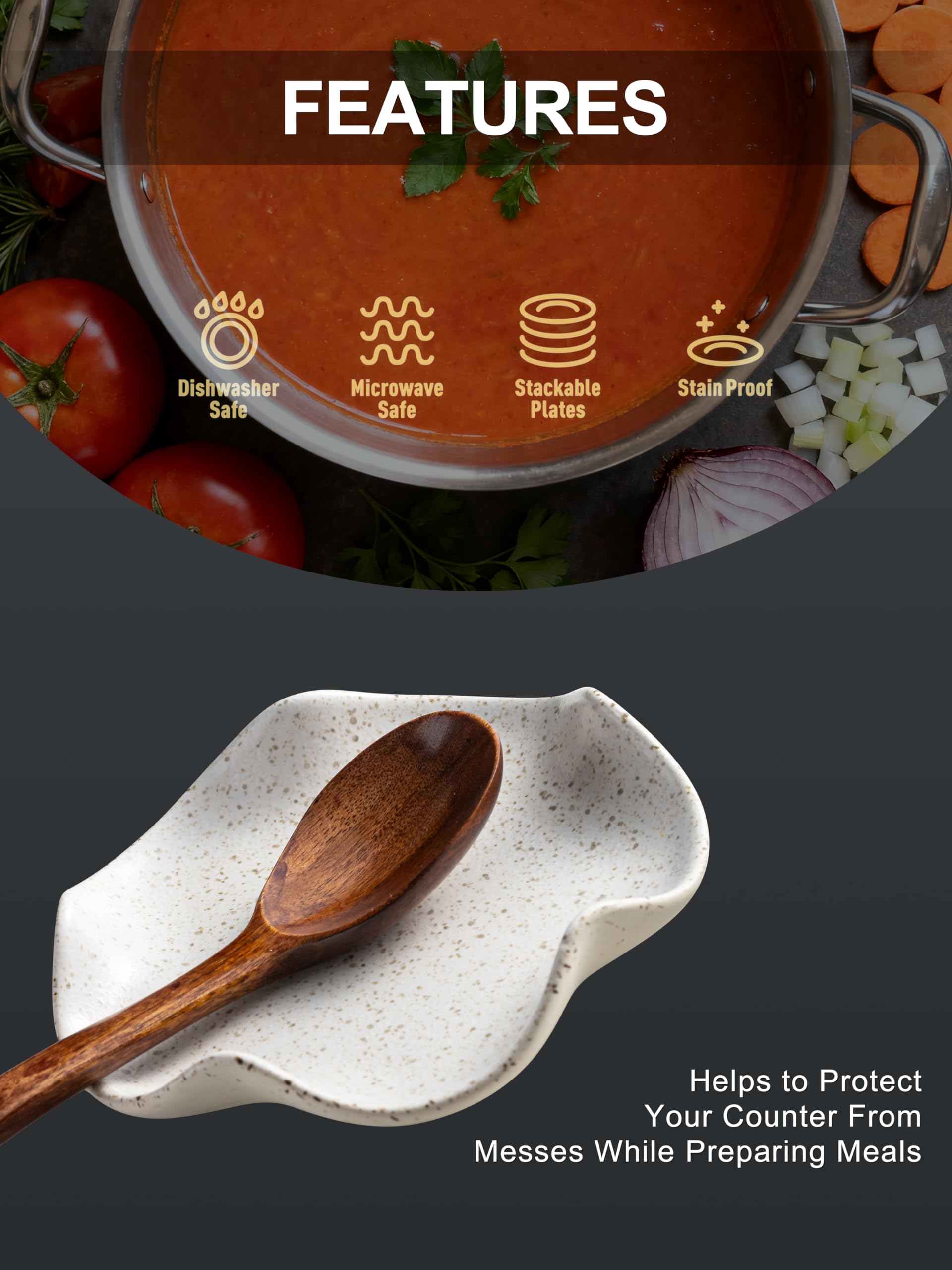 Miamolo spoon rest 5.3-inch diameter holds spoons and spatulas neatly