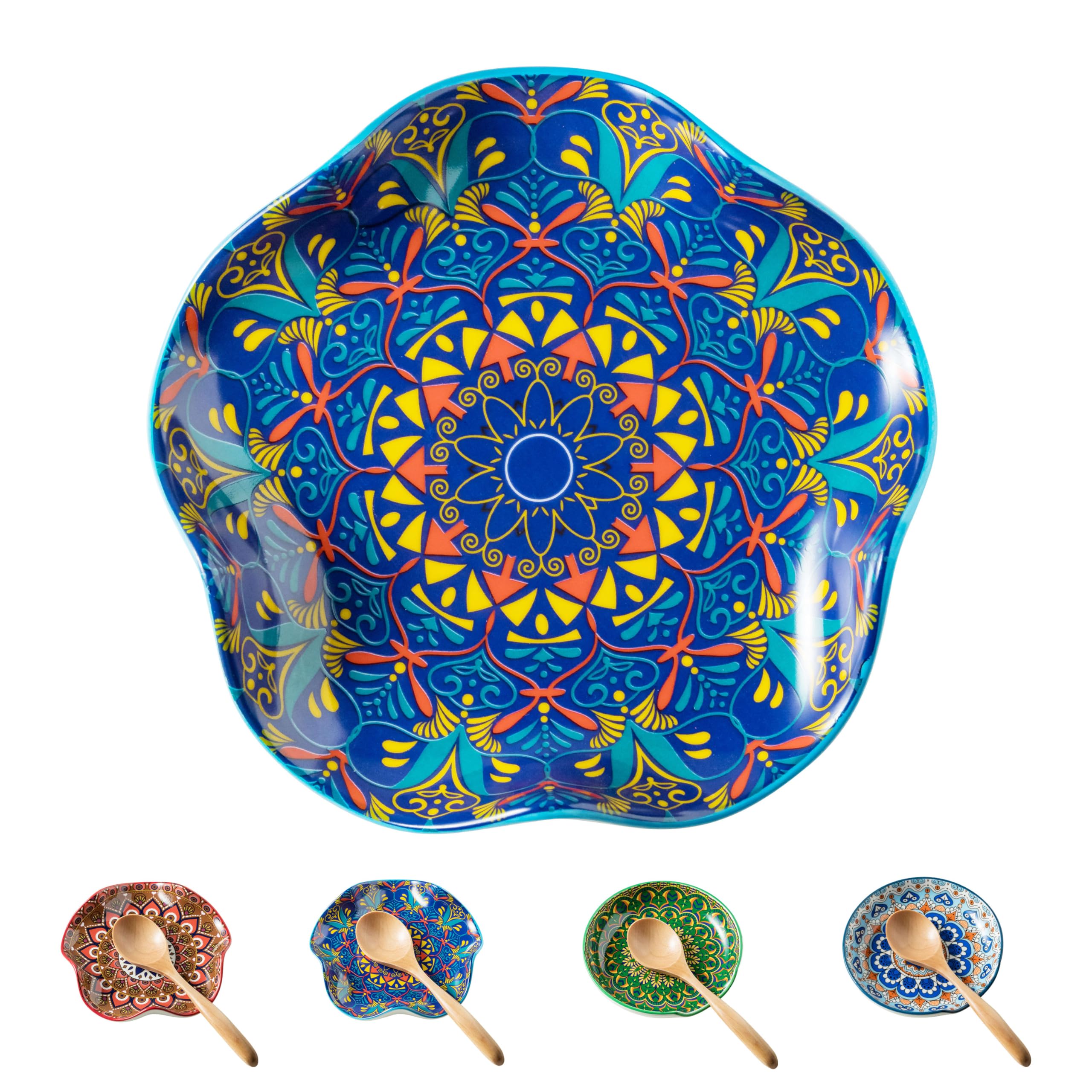 Miamolo spoon rest with boho ceramic pattern keeps countertops tidy while cooking.