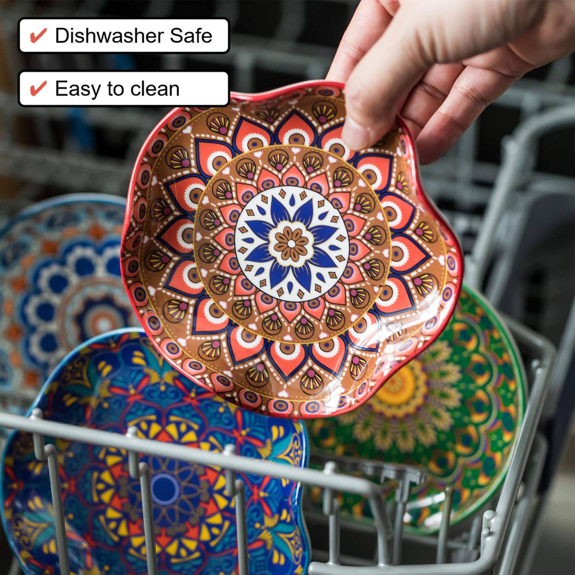 Miamolo spoon rest with boho pattern adds decorative kitchen flair.